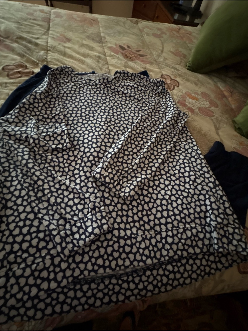 Navy and White Heart Print Pajamas